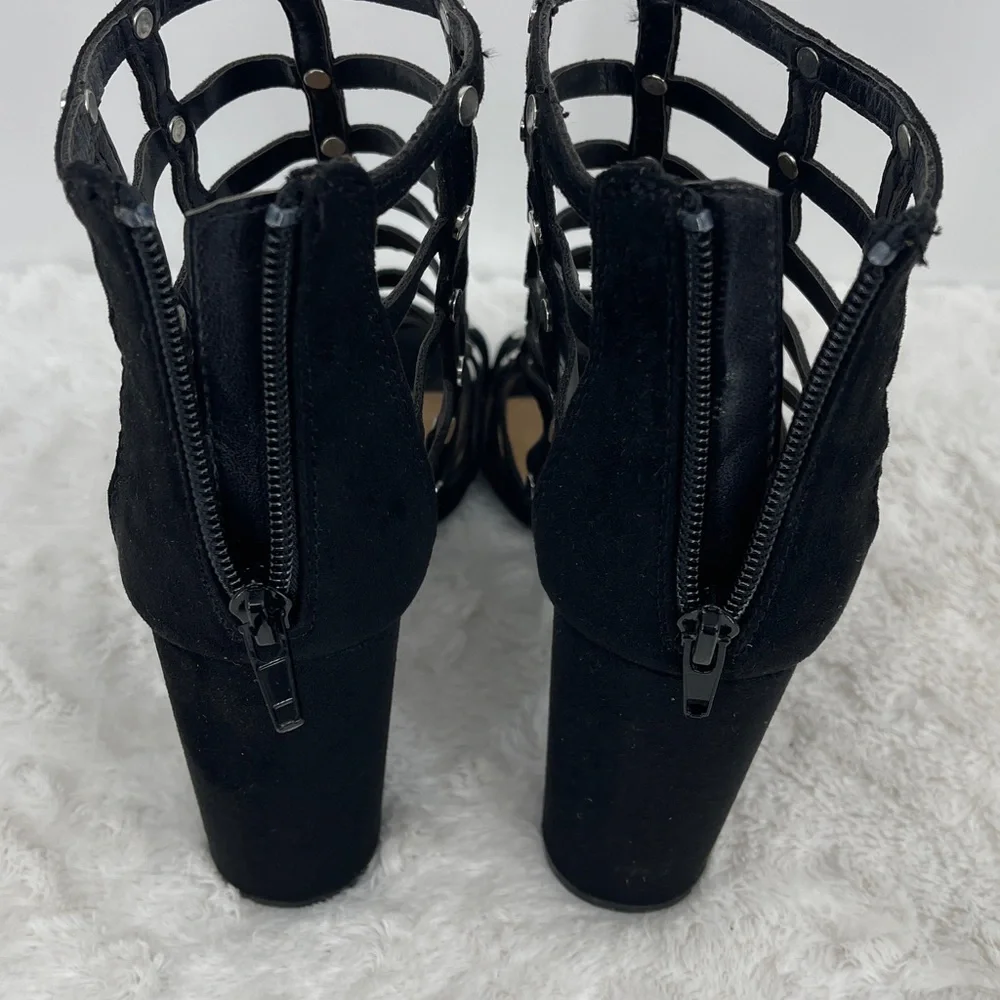 Report Black Caged Heels with Silver Accents WOMENS SIZE 8